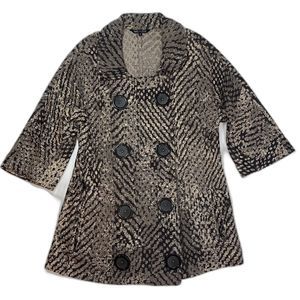 Nic & Zoe Medium Brown Snake Print 3/4 Sleeve Knit Jacket Blazer Big Buttons